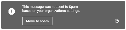 Gmail message about spam redirecting